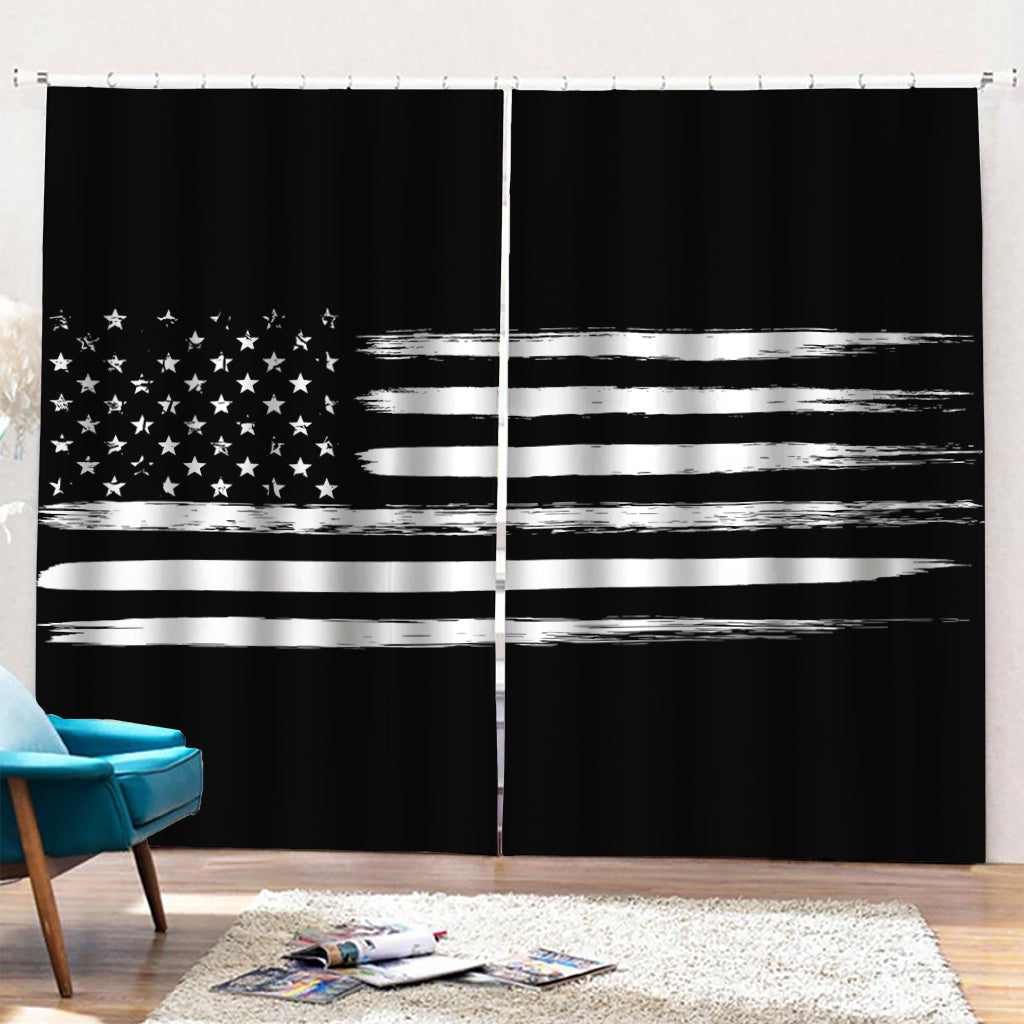 Black And White USA Flag Print Pencil Pleat Curtains