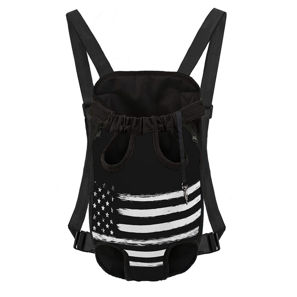Black And White USA Flag Print Pet Carrier Backpack