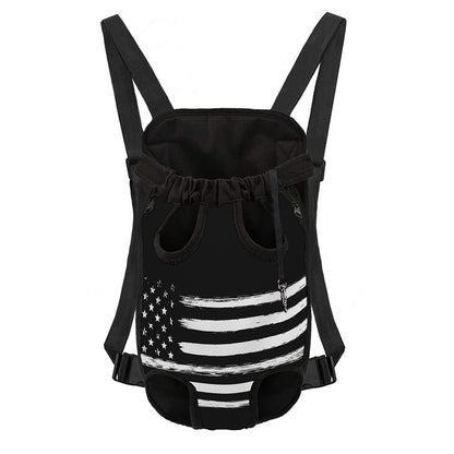 Black And White USA Flag Print Pet Carrier Backpack