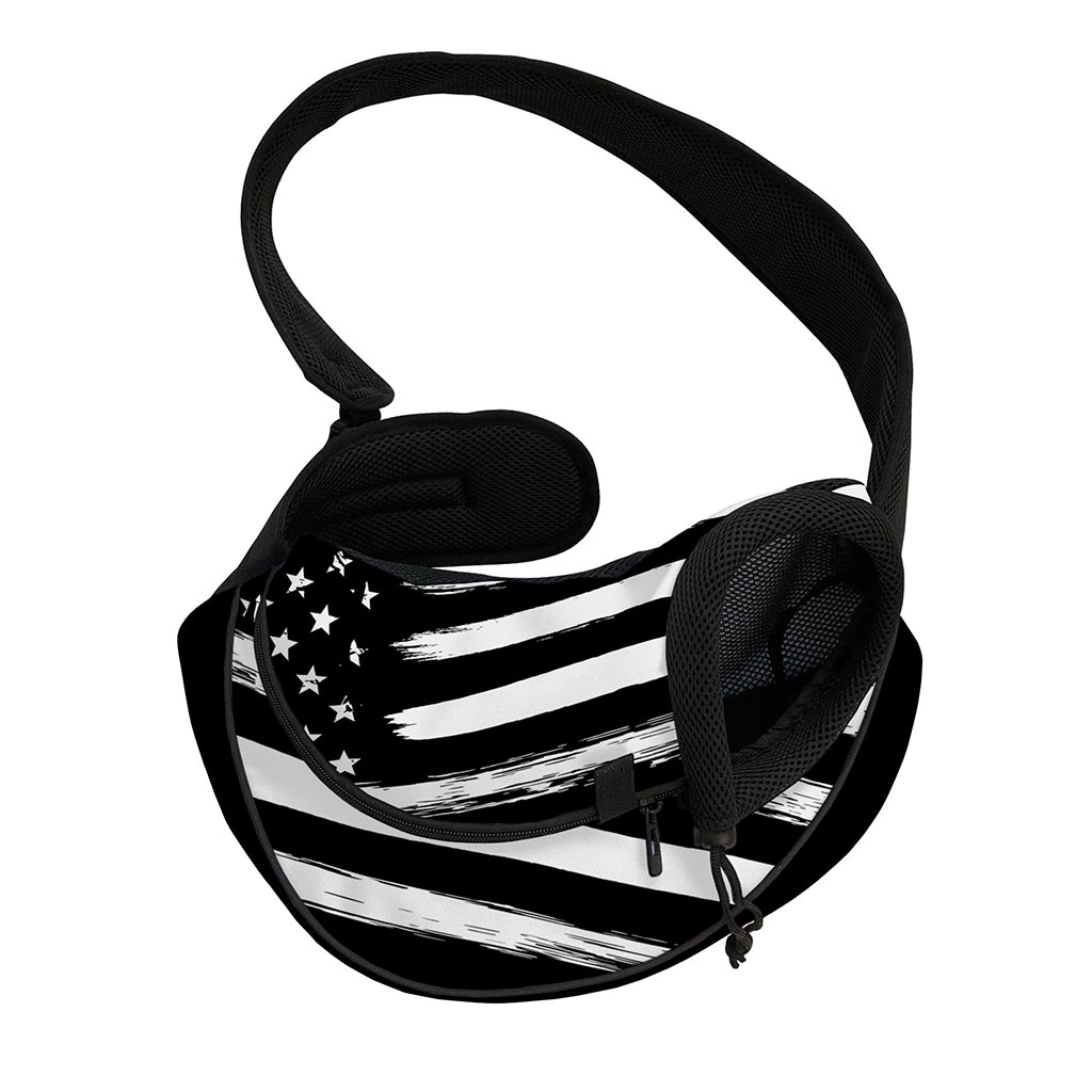 Black And White USA Flag Print Pet Sling Carrier