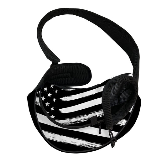 Black And White USA Flag Print Pet Sling Carrier