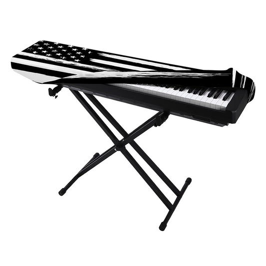 Black And White USA Flag Print Piano Keyboard Cover