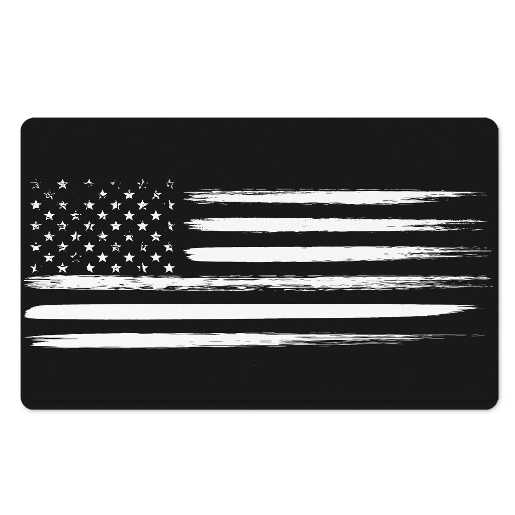 Black And White USA Flag Print Polyester Doormat