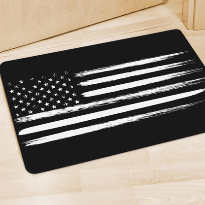 Black And White USA Flag Print Polyester Doormat