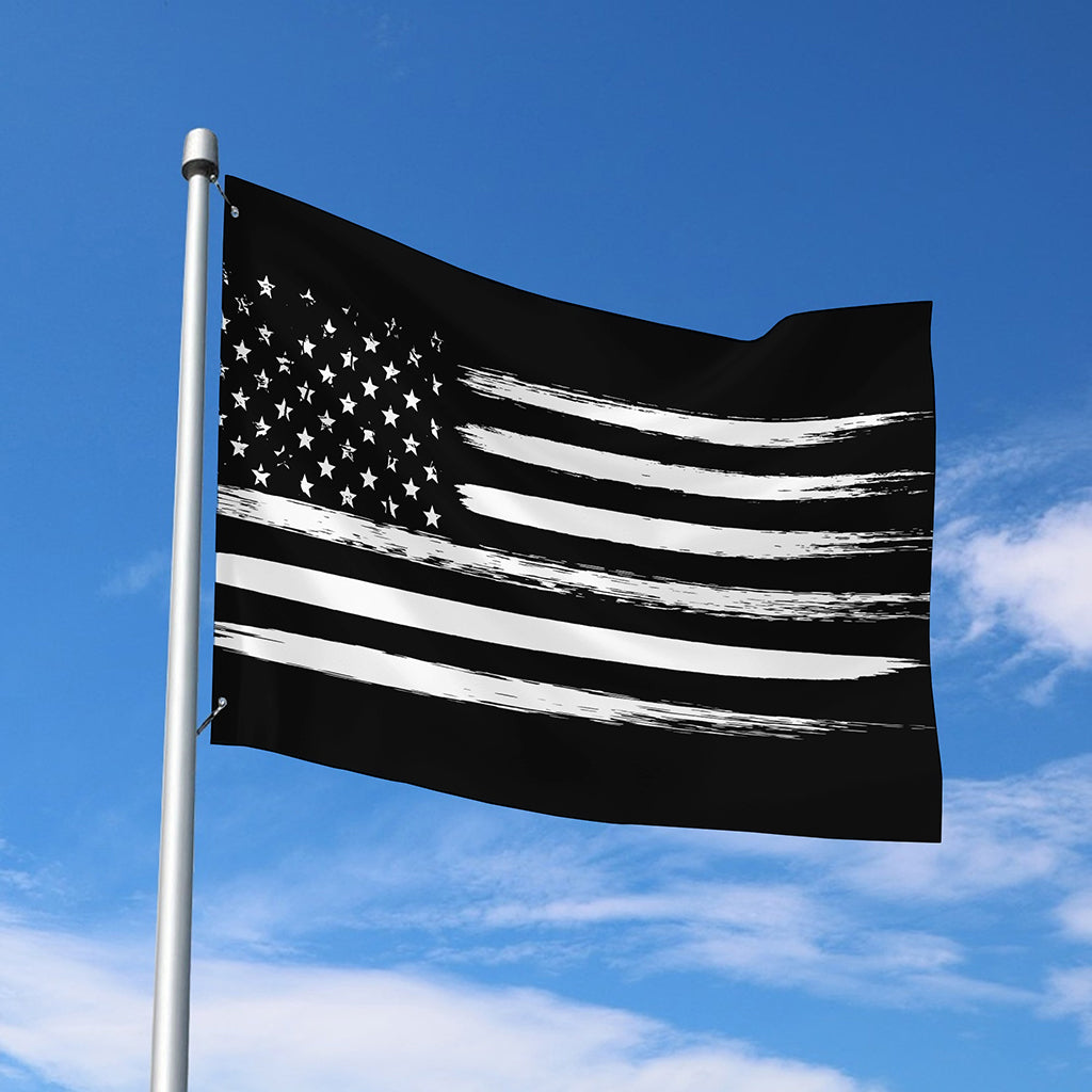 Black And White USA Flag Print Polyester Flag