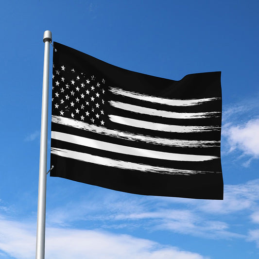 Black And White USA Flag Print Polyester Flag
