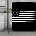 Black And White USA Flag Print Polyester Shower Curtain