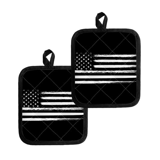 Black And White USA Flag Print Pot Holders
