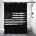 Black And White USA Flag Print Premium Shower Curtain