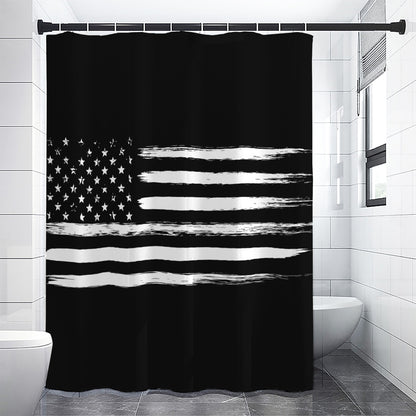 Black And White USA Flag Print Premium Shower Curtain
