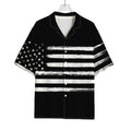 Black And White USA Flag Print Rayon Hawaiian Shirt