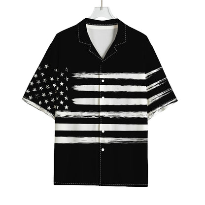 Black And White USA Flag Print Rayon Hawaiian Shirt
