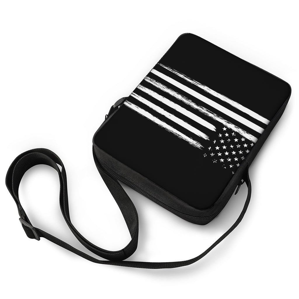 Black And White USA Flag Print Rectangular Crossbody Bag