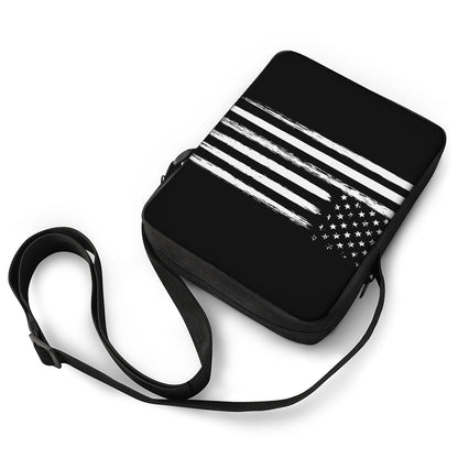 Black And White USA Flag Print Rectangular Crossbody Bag