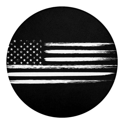 Black And White USA Flag Print Round Blanket