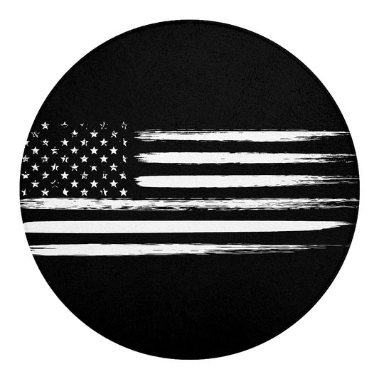 Black And White USA Flag Print Round Blanket