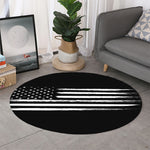 Black And White USA Flag Print Round Rug
