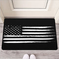 Black And White USA Flag Print Rubber Doormat