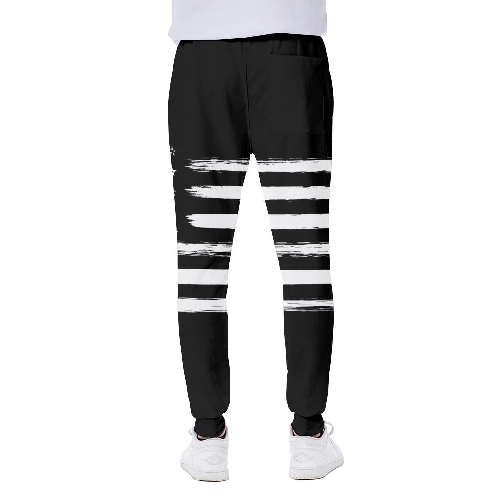 Black And White USA Flag Print Scuba Joggers