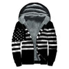 Black And White USA Flag Print Sherpa Lined Zip Up Hoodie