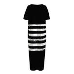 Black And White USA Flag Print Short Sleeve Long Nightdress