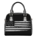 Black And White USA Flag Print Shoulder Handbag