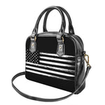 Black And White USA Flag Print Shoulder Handbag