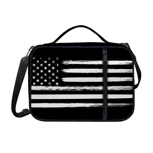 Black And White USA Flag Print Shoulder Strap Bible Bag