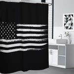 Black And White USA Flag Print Shower Curtain