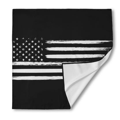 Black And White USA Flag Print Silk Bandana
