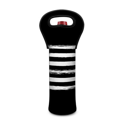 Black And White USA Flag Print Single Neoprene Wine Tote