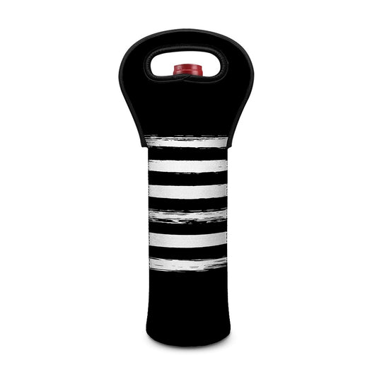 Black And White USA Flag Print Single Neoprene Wine Tote