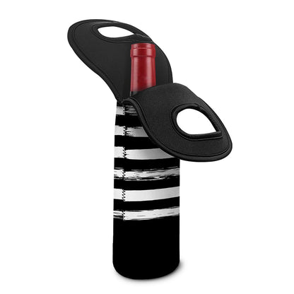 Black And White USA Flag Print Single Neoprene Wine Tote