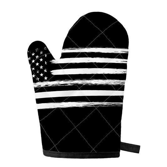 Black And White USA Flag Print Single Oven Mitt