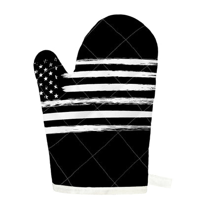 Black And White USA Flag Print Single Oven Mitt