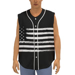 Black And White USA Flag Print Sleeveless Baseball Jersey