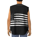 Black And White USA Flag Print Sleeveless Baseball Jersey