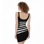 Black And White USA Flag Print Sleeveless Bodycon Dress