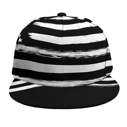 Black And White USA Flag Print Snapback Cap