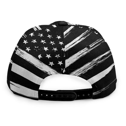 Black And White USA Flag Print Snapback Cap