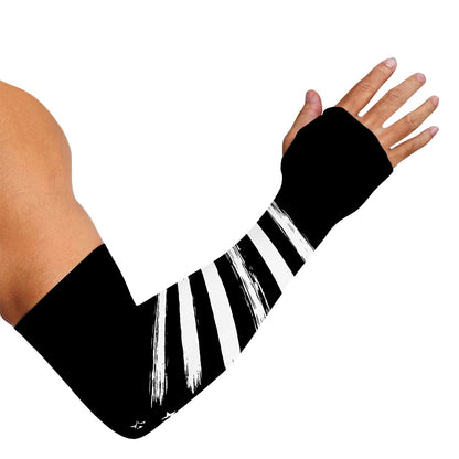 Black And White USA Flag Print Sun Protection Arm Sleeves