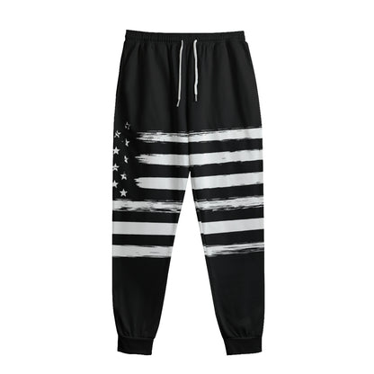 Black And White USA Flag Print Sweatpants
