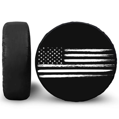 Black And White USA Flag Print Tire Cover