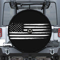 Black And White USA Flag Print Tire Cover With Camera Hole
