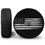 Black And White USA Flag Print Tire Cover With Camera Hole