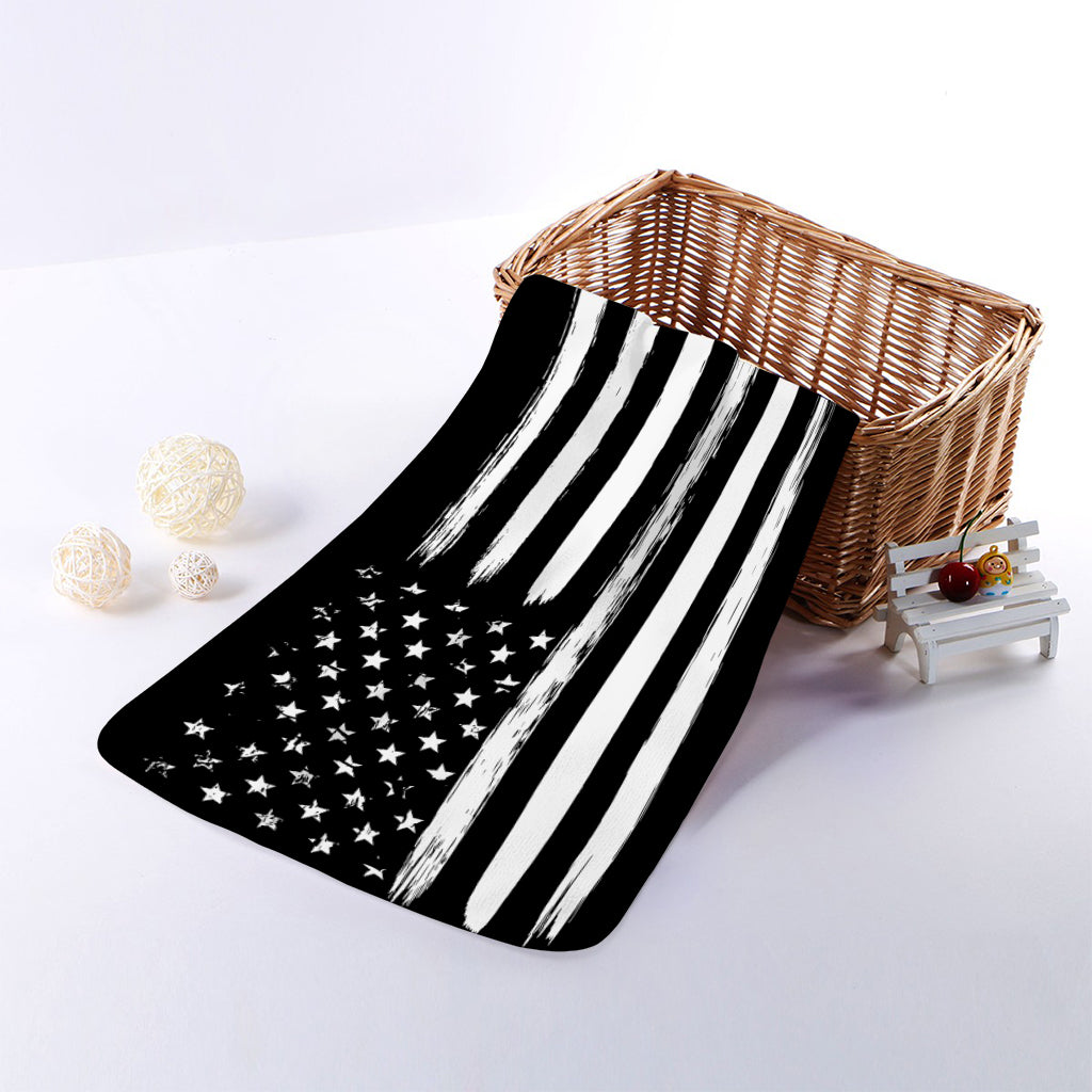 Black And White USA Flag Print Towel
