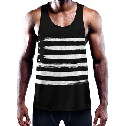 Black And White USA Flag Print Training Tank Top