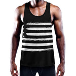 Black And White USA Flag Print Training Tank Top