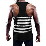 Black And White USA Flag Print Training Tank Top