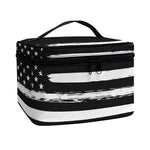 Black And White USA Flag Print Travel Makeup Bag